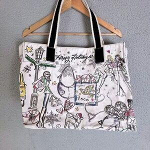 BRIGHTON WOMENS TOTE BAG WHITE WITH DESIGN ON OUTSIDE